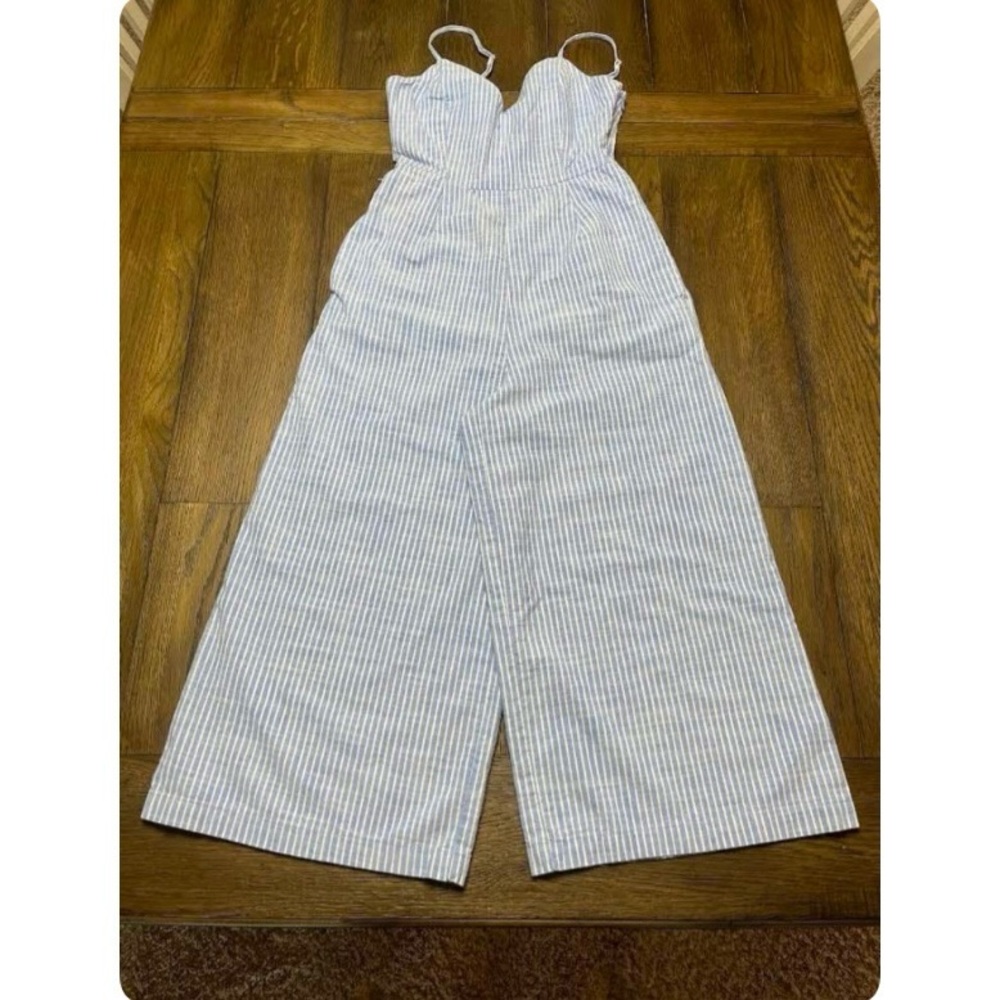 Gianni Bini Blue and White Jumpsuit with Wide-Leg Pants